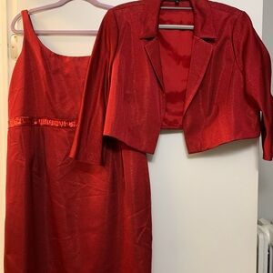 Beautiful red knee length dress with matching blazer